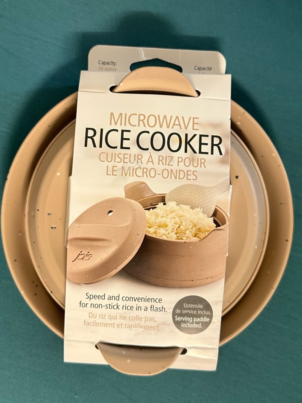 Microwave Rice Cooker in Beige — Non-Stick Microwave Rice Cooker with Lid